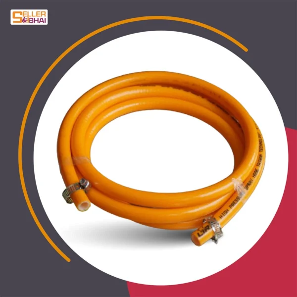 Name:High quality Kitchen Lpg Hose Pipe 5-7 Feet 8.5mm With 2pcs S.S Clamp Warranty: 5 Year Hose Pipe Length: 5-7 Feet Hose Pipe Material: PVC Clamp: Stillness Still Hose Pipe Color: Orange Safety Information: Check And Use The Product About this item Primary Material: Rubber; Product Color: Orange; Inner Material: Steel Wire Reinforced Safety: Fire resistance, Ozone weather resistant hence no cracks, Flame resistance, Leakproof, rats can't bite through steel wire Package Content: 1 LPG Flexible Hose Pipe And 2 Gas Pipe Clamp Strong Grip - This LPG Hose seal strongly on regulator and your stove without any claps which makes fitting leak proof from both ends.